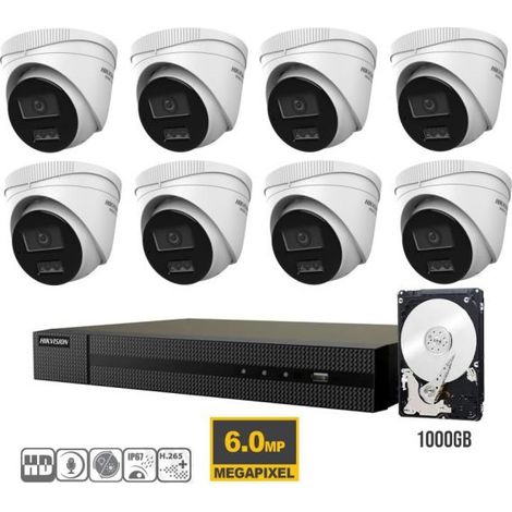KIT VIDEOSORVEGLIANZA IP POE HIKVISION NVR 16 CANALI POE 8 TELECAMERE DOME 8 MPX HDD 1TB