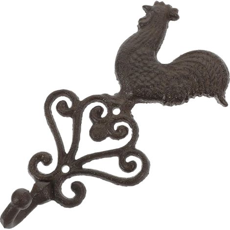 Crochet mural en fonte en forme de coq, crochets pour vêtements d'animaux de ferme, cintre mural vintage, crochets de suspension anciens