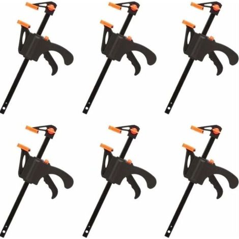 Set mit 6 F-förmigen Zwingen, schnelles und einfaches Spannen, Handwerkzeuge für die Holzbearbeitung (4 Zoll) (1/4)