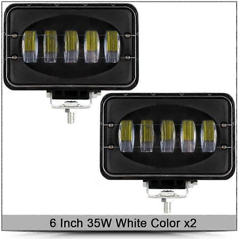 Phare de travail LED carré 6 pouces avec lentille 6D pour remorque, quad, SUV, UTV, camion, tracteur tout-terrain, 4x4, feux de route (2 pièces) (1/5)