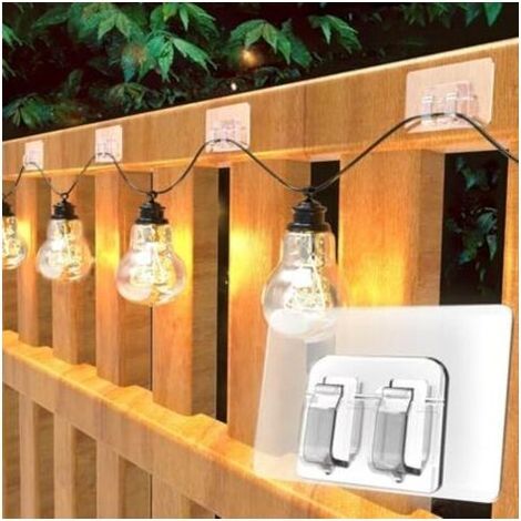 50 grands crochets pour guirlandes lumineuses, utilisables en intérieur et en extérieur. Installation sans outil ni perçage. Idéaux pour la décoration de terrasse, jardin, balcon, etc. Supports de câb (1/4)
