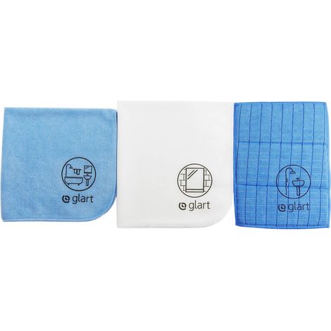 Glart 4PAS set di 3 panni in microfibra per bagno, WC, doccia, bagno, sanitari, casa, più accurati del cotone o semplici panni per la pulizia, asciugamani da cucina, strofinacci (1/5)