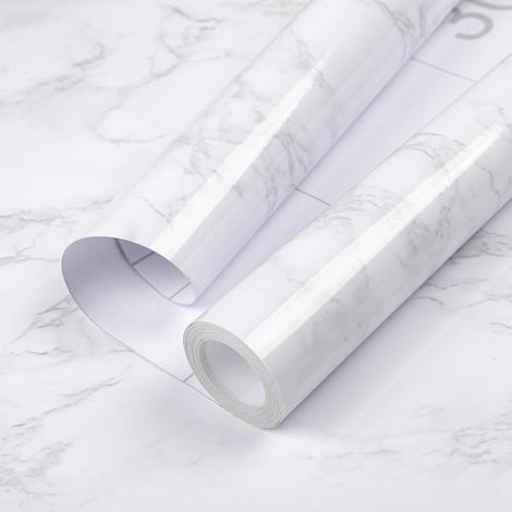 1 rollo papel pintado autoadhesivo papel autoadhesivo armarios impermeable, revestimiento decorativo mármol blanco encimeras vinilo, 40 x 300 cm (1/5)