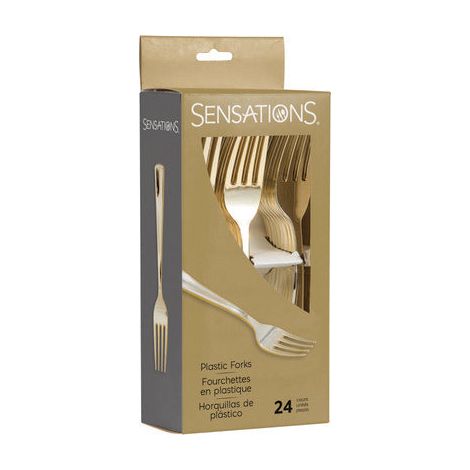 Bigiemme Forchette Plastica Metallizzate Oro H 19 Cm 24 Pz (1/2)