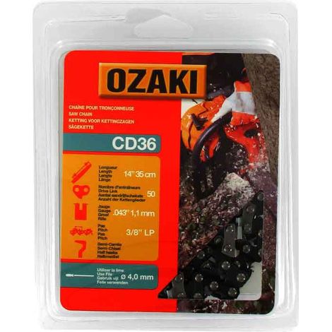 Chaîne de tronçonneuse OZAKI sous coque semi carrée: 3/8''LP 043 (1,1mm) 50 entraîneurs ( E50 )
