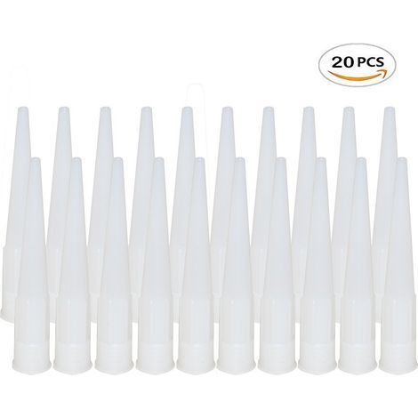 Lot de 20 Embout Douille Pistolet Silicone Cartouche Douilles Silicone Buses de Rechange pour Mastic Adhésif en Silicone avec Grattoir Plastique pour Calfeutrer Extension Remplacement Calfeutrage (1/5)