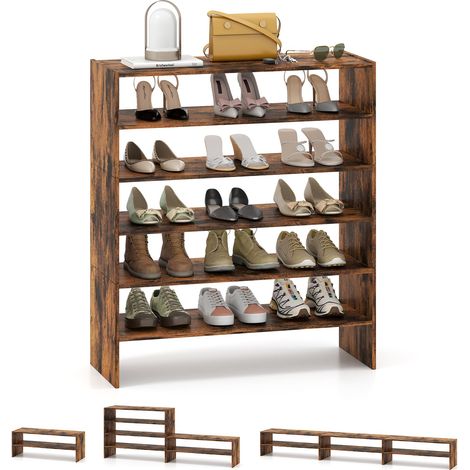 COSTWAY Etagere Chaussure Bois à 6 Niveaux, 78 × 30 × 89 cm (Industriel) (1/5)