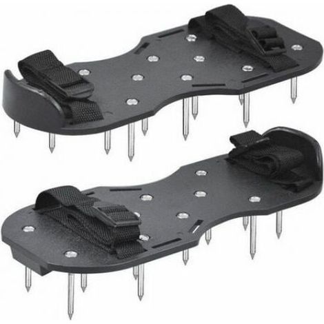 Chaussures de Gazon avec semelles de clous - Chapes de chaussures - Aérateur de gazon, Noir, Taille Unique (1/5)