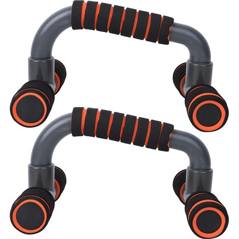 Lot de 2 supports de pompes orange en forme de H, pour la musculation à domicile et les sports d'intérieur. (1/5)