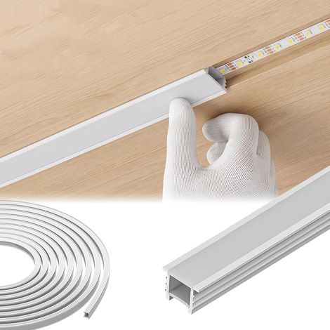 Profilé néon LED en silicone de 3 m, couvercle blanc laiteux, profilé de carrelage LED étanche pour bandes lumineuses, couverture DIY avec lumière douce (10 x 10 mm) (1/5)