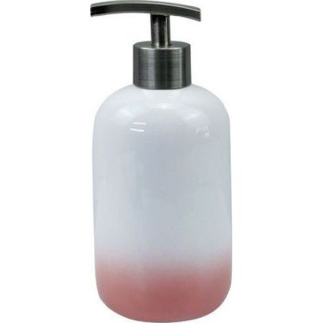 Cleafe - Dispenser Porta Sapone Liquido Bianco Rosa Accessori Bagno Moderno Arredo 59906 - (1/2)