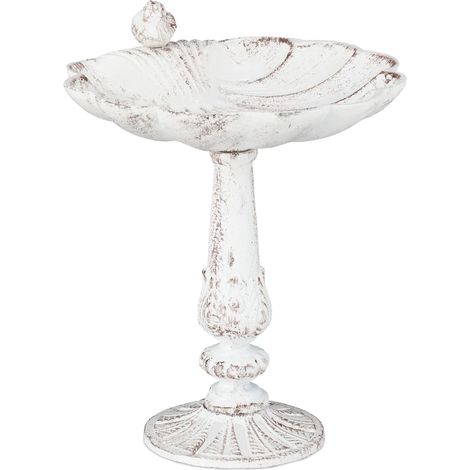 Abbeveratoio vintage a conchiglia da giardino 24,5 x 22 x 18 cm per uccelli decorativo in ghisa nera 130009194