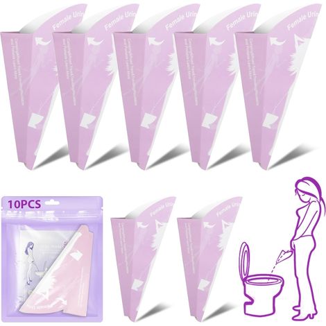 Disposable Female Urinal, Foldable Paper Urinal, Funnel for Standing Pee, Clean and Hygienic Portable Female Urinal for Camping, Pregnancy, Travel, Hiking, Long Journeys (1/5)