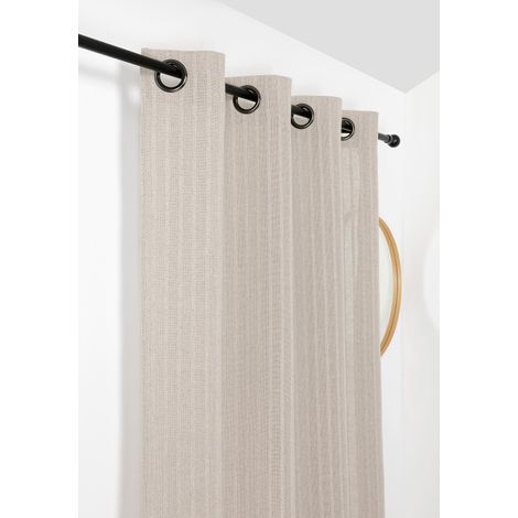 Voilage en coton et chanvre 140x275cm "Tresse" - 140x275cm - Beige (1/2)