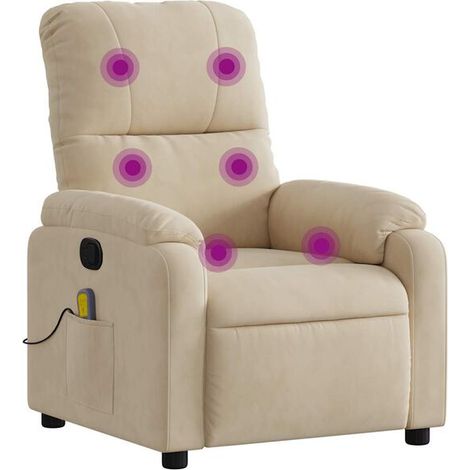 Fauteuil de massage inclinable en tissu microfibre beige (1/5)