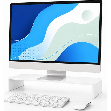 Supporto rialzato per monitor in acrilico, bianco, 50x20x10 cm (1/5)