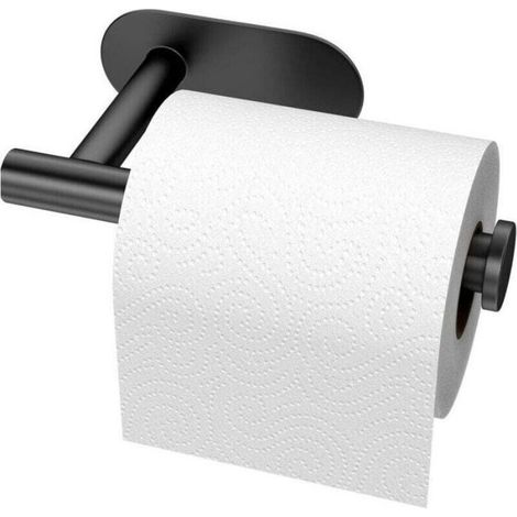 Porte-Papier Toilette - Acier Inoxydable - Fixation Murale Sans Perçage - Adhésif 3M Renforcé - Noir - 1 Pièce (1/4)