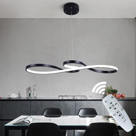 Suspension LED ronde torsadée, 50W, Ra90, télécommande, hauteur réglable, aluminium caoutchouc (1/5)