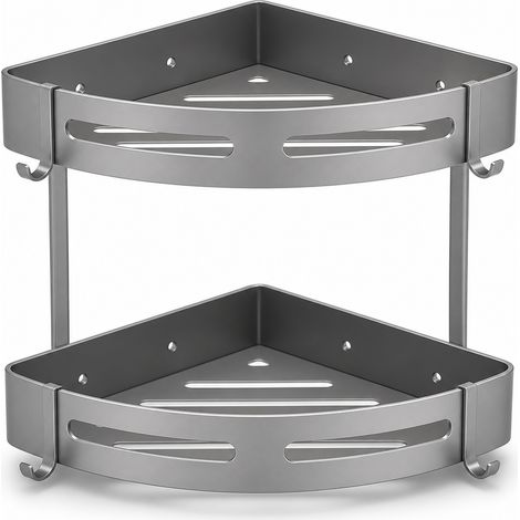 Mensola angolare da parete doppia in alluminio per doccia 30 cm (1/5)
