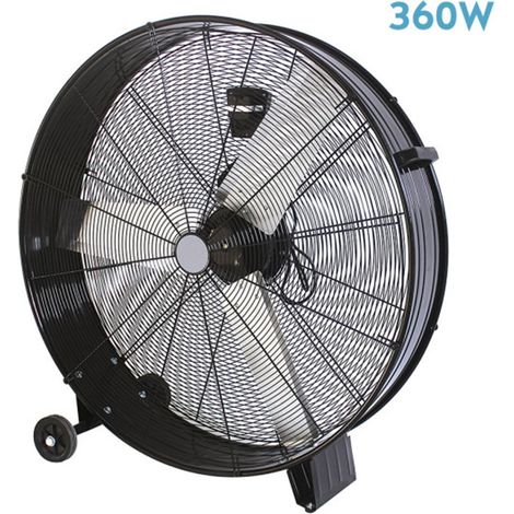 Abrila - Industrieventilator MAXIMUM , Schwarz mit 3 einstellbaren Geschwindigkeiten, 360W mit Rädern