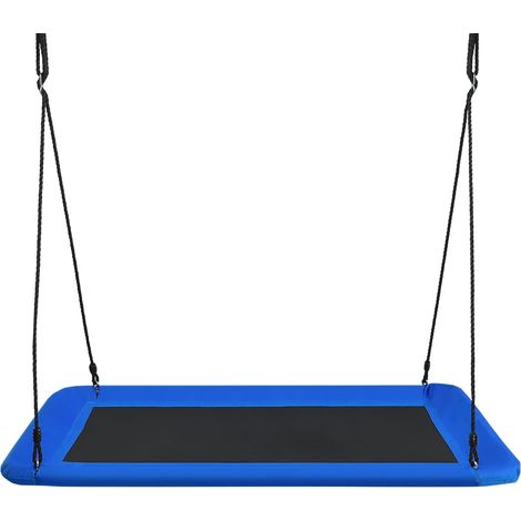Altalena con piattaforma 150 x 80 cm per uso giardino e interno regolabile da 100-180 cm portata 315 kg tessuto Oxford blu 200010521