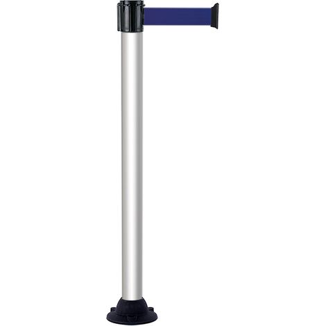 Poteau Alu anodisé à sangle Bleu 3m x 50mm sur socle fixe - 2010344 (1/3)