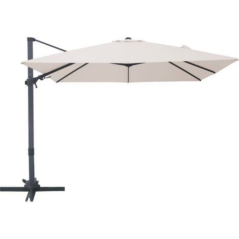 Axi Alina Parasol Déporté Carré 300 X 300 Cm, Anthracite/Beige  Pour Le Jardin / Terrasse Avec Armature Thermolaquée  Pied En Croix Et Housse De Protection Inclus  Inclinable Et Pivotant À 360°
