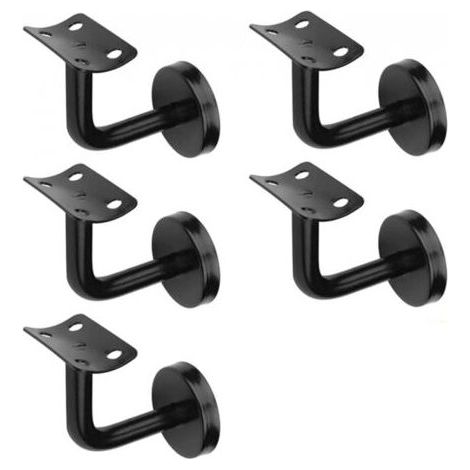 5pcs Black Stair Handrail Brackets, Stair Railing Brackets, Stainless Steel, 60x80mm, for Indoor and Outdoor Stair Railings (1/5)