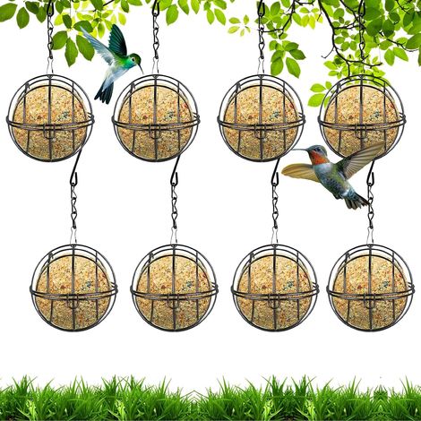 Juego de 8 comederos para pájaros, comedero colgante de bola de metal, comedero para pájaros de exterior para pájaros silvestres. (1/5)