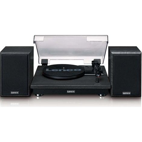 Lenco Giradischi LS-100BK 33 45 e 78 Giri 2 Altoparlanti Esterni 10W Bluetooth 5.3 Nero [LS100BK]