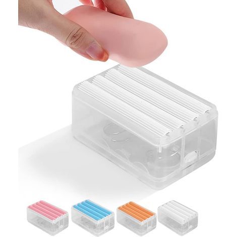 2-in-1 Multifunctional Soap Dish, Foam Cleaning Roller, Soap Holder, Multi-Purpose Household Soap, Bathroom Organizer, Environmentally Friendly, Dustproof (Grey) (1/5)