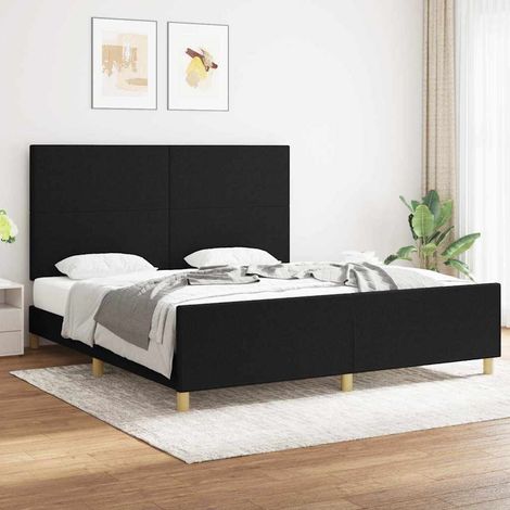 Cadre de lit sans matelas noir 180x200 cm tissu (1/5)