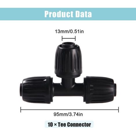 Raccord En T - Irrigation Goutte A Goutte - Pour Tuyau 16 mm - Extérieur Jardin Serre - 10 Pièces (1/5)