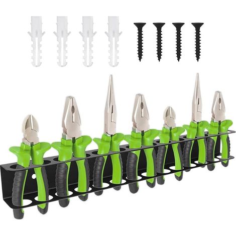 14 Hole Carbon Steel Wall Screwdriver Holder Tool Holder Black (1/5)