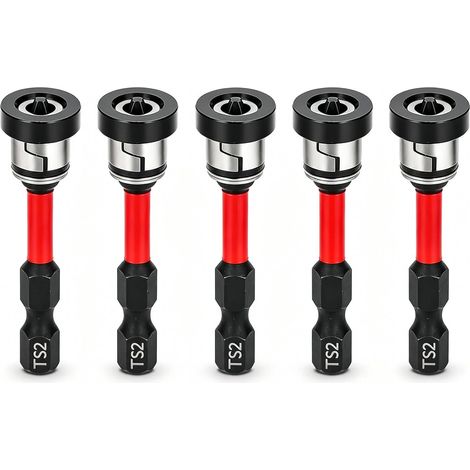 Embouts PH2 Magnétiques 1/4" pour Placo, Lot de 5 Embout Visseuse Placo de 50 mm avec Butée de Profondeur de Vis, Porte-Embout à Tige Hexagonale en Acier S2, pour Visseuses sans Fil et Perceuses (1/5)