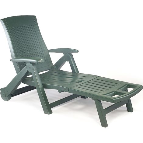 Lettino prendisole Adam, Sdraio da giardino regolabile con ruote, Lettino da esterno, 100 % Made in Italy, Cm 195x72h101, Verde