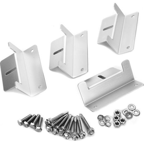 Support de Panneau Solaire Fixation Panneaux Solaires Support en Z de Montage en Alliage d'aluminium avec Vis et Écrous pour Camping Car Bateau Toits 4 Pièces (1/5)