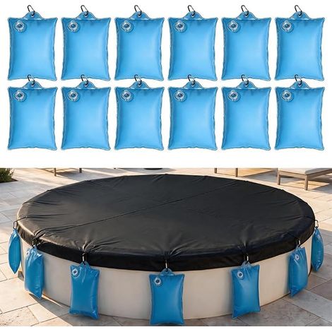 Sacs d'eau pour Couverture de Piscine, Poids pour Abris de Piscine Enterrés, Sac Lestage Eau Bache Piscine, Dalle Sol Tonnelle Abri Jardin Tapis Couverture Hivernale (1/5)