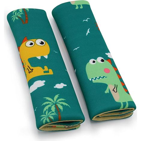Lot de 2 coussins d'épaule doux dinosaure pour ceinture auto, respirants et hypoallergéniques, protège-ceinture siège enfant, résistants et durables toutes saisons, rembourrage confortable. (1/5)
