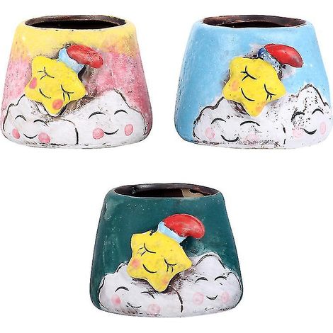 Lot de 3 pots de fleurs à motifs de dessins animés (1/3)
