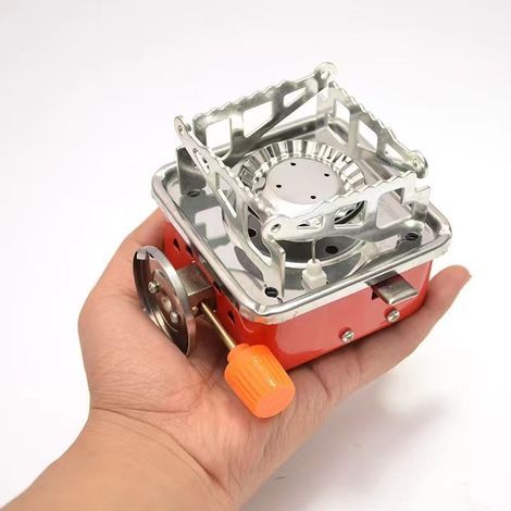 Mini réchaud carré d'extérieur, réchaud à gaz portable pliable, poêle de camping, tête de pique-nique, ustensiles de cuisine (1/5)