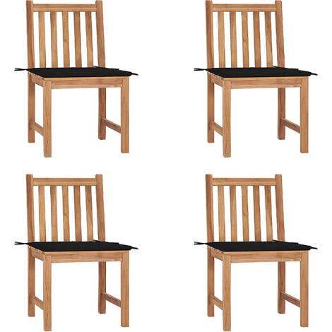 Gartenstühle 4 Stk. mit Kissen Massivholz Teak (1/5)