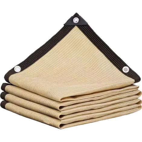 (Beige, 3x3M) Filet d'ombrage, blocage UV à 90%, avec perforations, convient aux pergolas, serres, jardins et terrasses. (1/5)