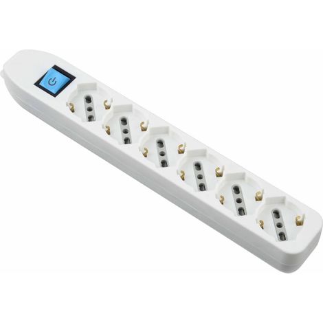 1PZ MULTIPRESA 6PRESE BIPASSO/SCHUKO+INTERRUTTORE SENZA CAVO BIANCA FIGURA 10