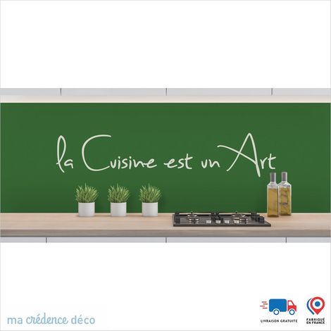 Crédence : LA CUISINE EST UN ART 2 - Couleur Vert émeraude - Alu composite - 60 - 120 (1/3)