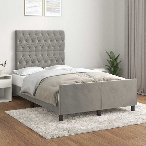 Estructura de cama sin colchón terciopelo gris claro 120x200 cm (1/5)