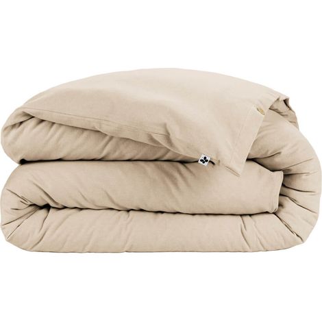 HEDDA - Housse de Couette 200x200cm Flanelle de Coton Coloris Sable (1/4)