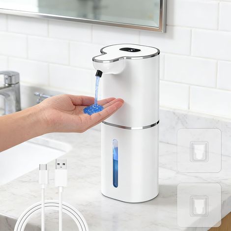 Distributeur de savon automatique - 380 ml - Distributeur de savon électrique avec affichage numérique - No Touch - Avec capteur - Montage mural - Rechargeable par USB - Étanche IPX5 - Pour (1/5)