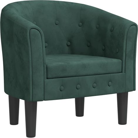vidaXL Poltrona Cabriolet Verde Scuro in Velluto