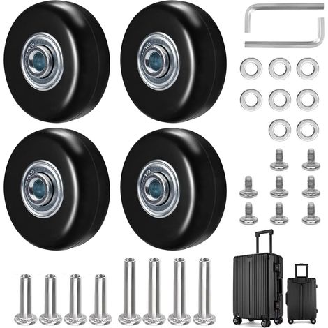 4 Pièces Roulette Valise 50x18mm Valise Roues de Rechange Universelle Roue Valise en Caoutchouc, Roulettes Valise, Roues de Remplacement pour Valise, Trolleys, Poussette (1/5)